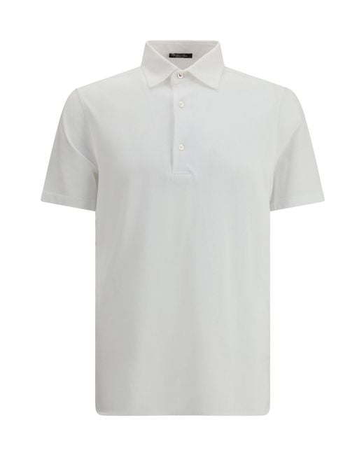 Loro Piana White Buttoned Polo Shirt for men