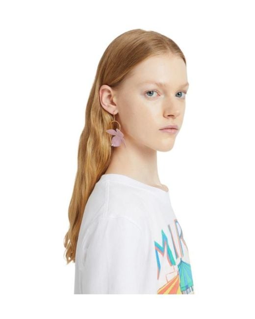 Marni Pink Poplin Flower Hook Earrings