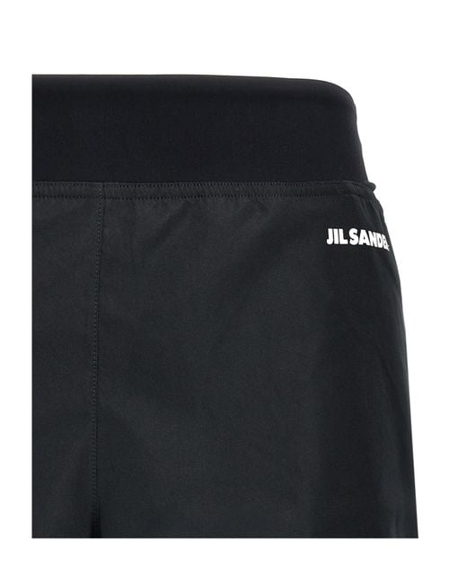 Jil Sander Black Logo Printed Elastic Waistband Shorts