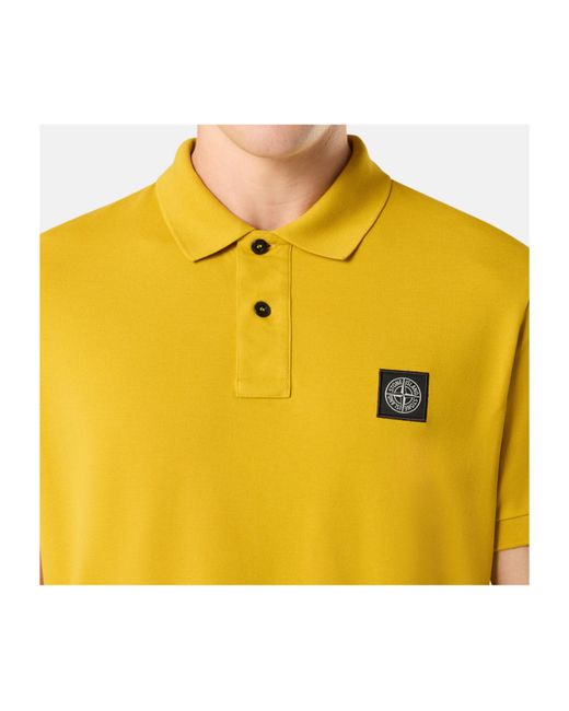 Stone Island Yellow Short-Sleeved Polo Shirt for men