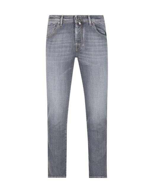 Jacob Cohen Blue Button-Fastening Jeans for men