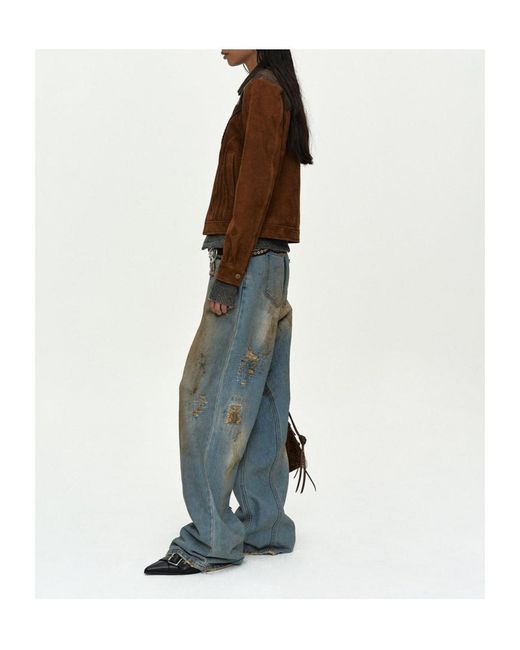 ANDERSSON BELL Blue Ripped Wide-Leg Jeans for men