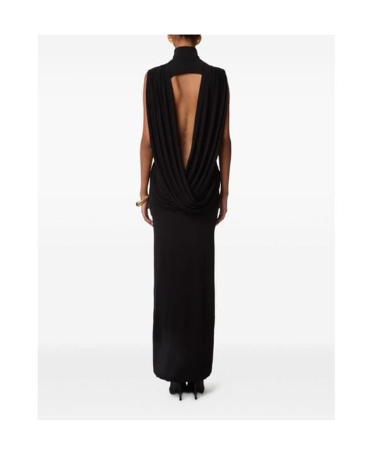 Nina Ricci Black Draped High-Neck Maxi Dress