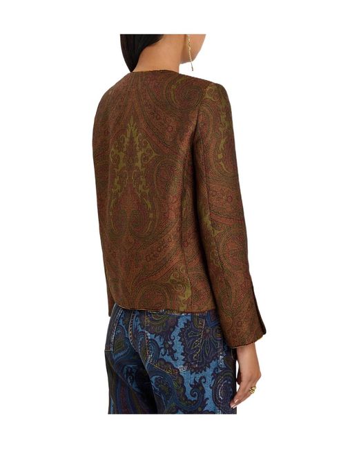 Etro Brown Paisley-Jacquard Tailored Woven Jacket