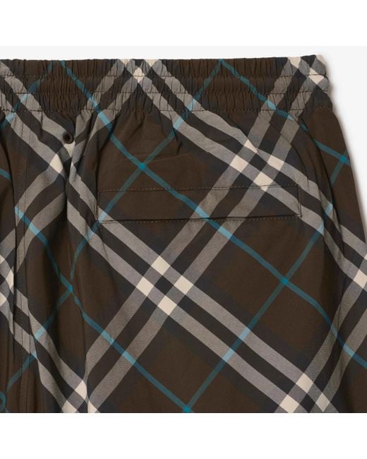 Burberry Gray Checked Drawstring Swim Shorts for men