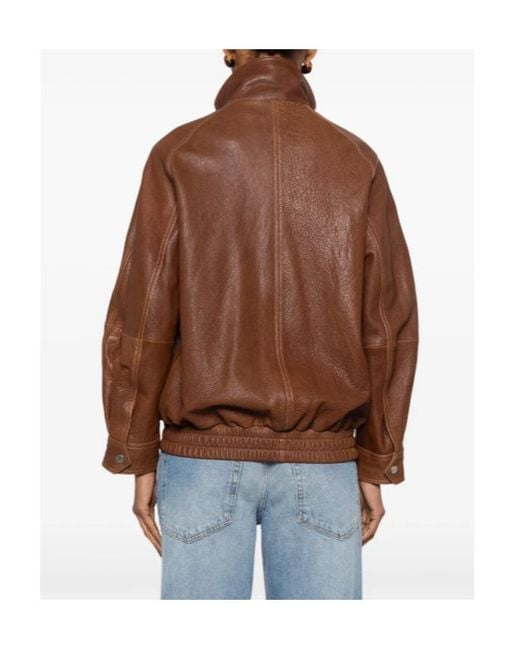 Nour Hammour Brown Patchwork Leather Jacket