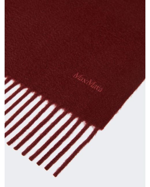Max Mara Logo Embroidered Fringed Edge Scarf
