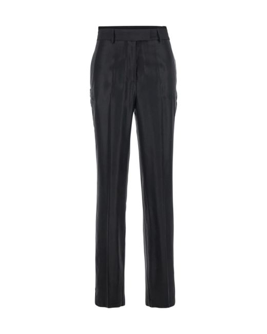 Semicouture Black Belt-Loop Wool Trousers