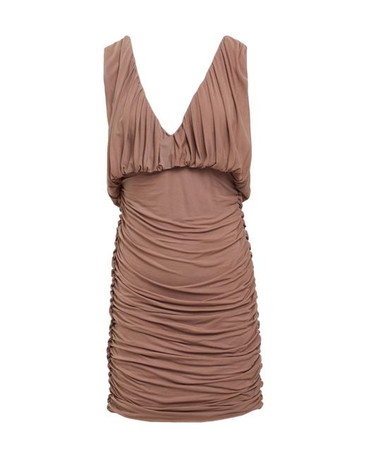 Saint Laurent Brown Deep V Neckline Dress