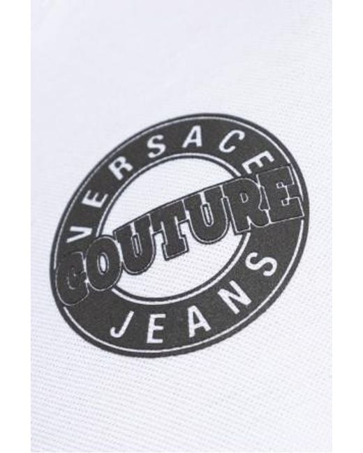 Versace Jeans White Couture Logo Print Short-Sleeved Polo Shirt for men