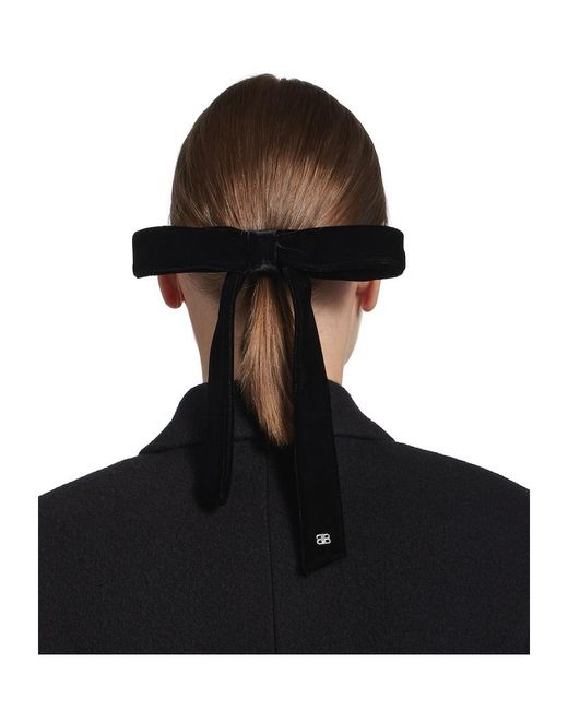 Balenciaga Black Holli Thin Hair Bow Hair Clip