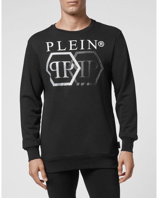 Philipp Plein Black Logo Pullover Hoodie for men