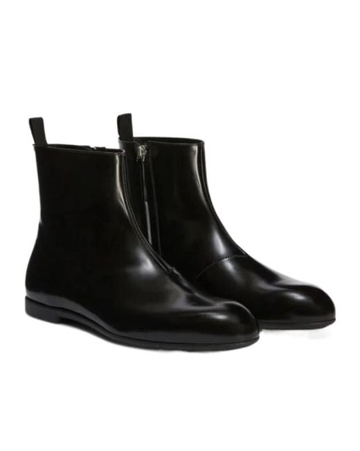 Jil Sander Black Zip Ankle Boots for men