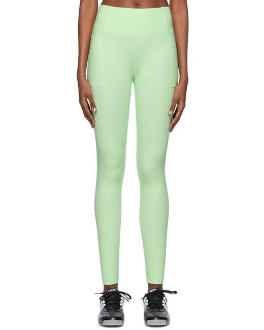 Y-3 Green Panelled Logo Leggings