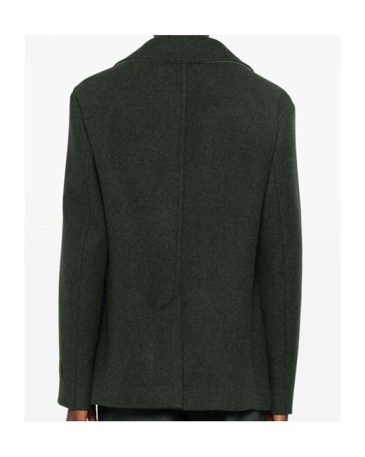 Etro Green Double-Breasted Peacoat for men