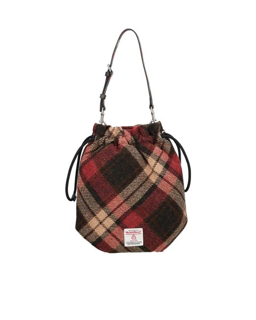 Vivienne Westwood Brown Logo Plaque Checked Clutch Bag