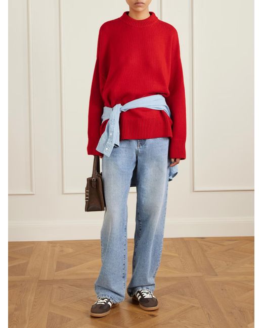 The Elder Statesman Red Pali Cashmere Sweater
