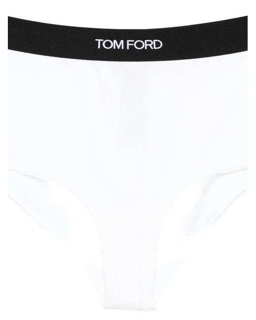 Tom Ford White Logo-Waistband Stretched Briefs