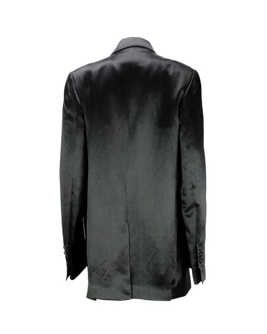 Ann Demeulemeester Black Polished Oversize Button-Up Blazer