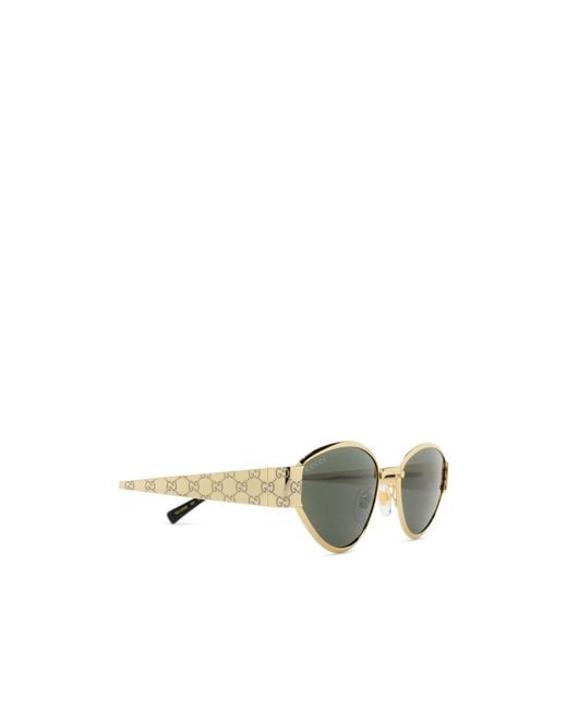 Gucci Green Eyewear Geometrical Frame Sunglasses