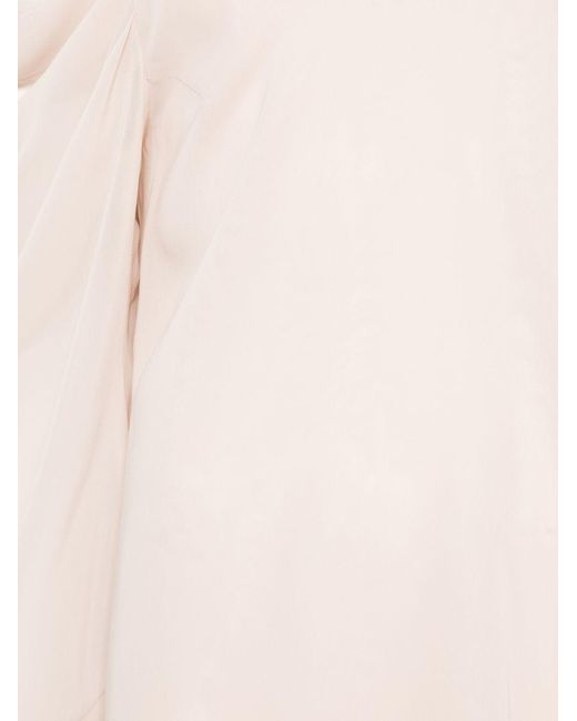 D.exterior Pink Draped Cold-Shoulder Top