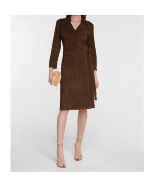 Stouls Brown Ross Suede Wrap Midi Dress