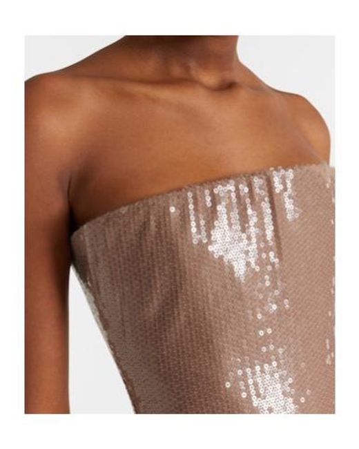 Alex Perry Brown Sequined Strapless Gown