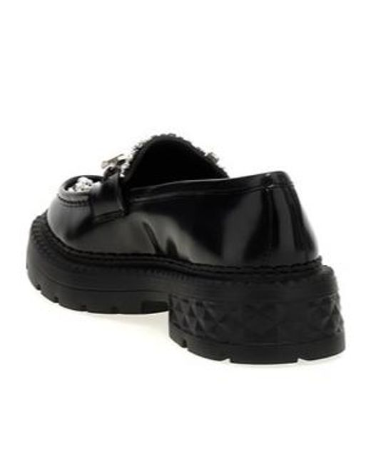 Jimmy Choo Black Marlow Embellished Loafers
