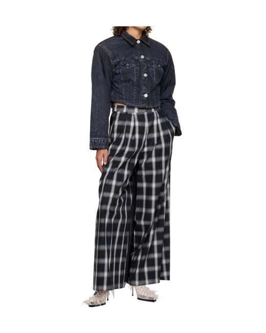 Pushbutton Blue Denim Print Short Jacket