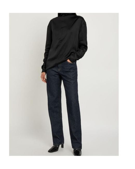 Totême Black Satin Top