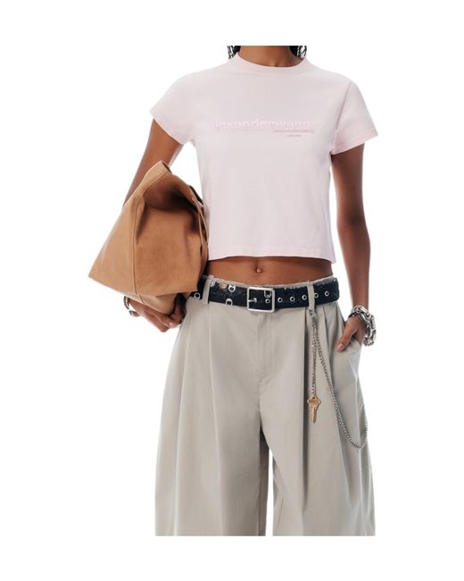 Alexander Wang Pink Shrunken Logo T-Shirt
