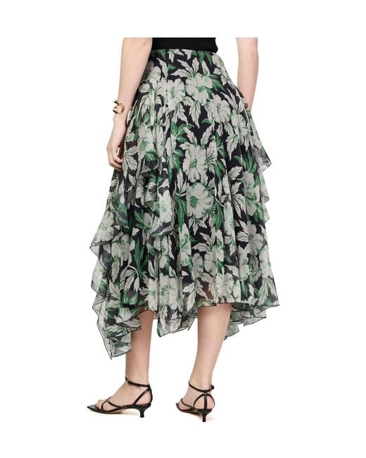 Loewe Gray Floral Print Midi Skirt