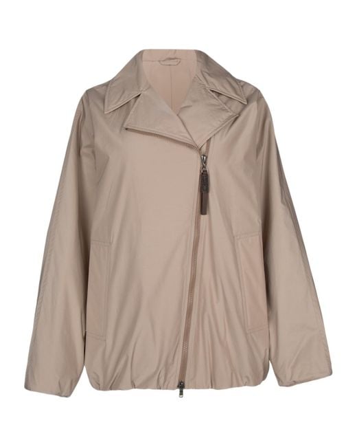 Brunello Cucinelli Brown Long-Sleeved Off-Centre Zipped Padded Jacket