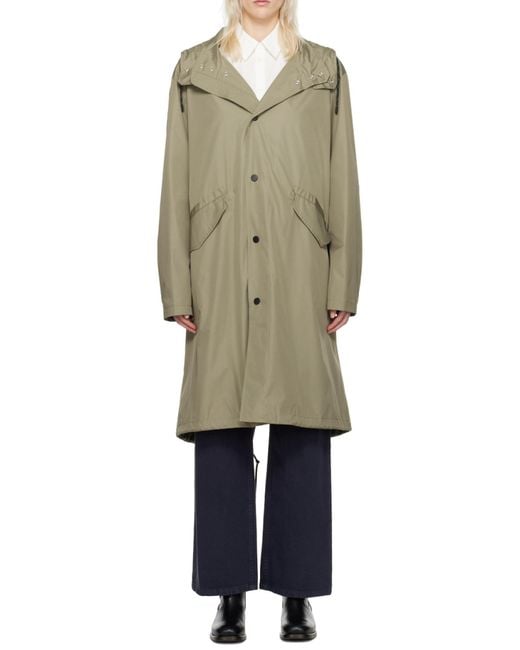 A.P.C. Green Button-Up Hooded Coat for men