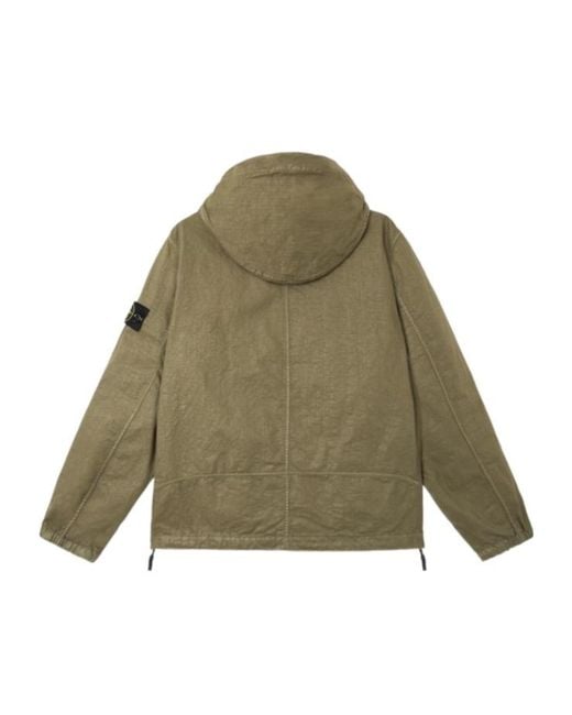 Stone Island Green Logo Patch Hooded Jacket for men