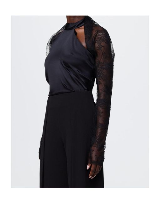 Alberta Ferretti Black Long Sleeve Laced Top