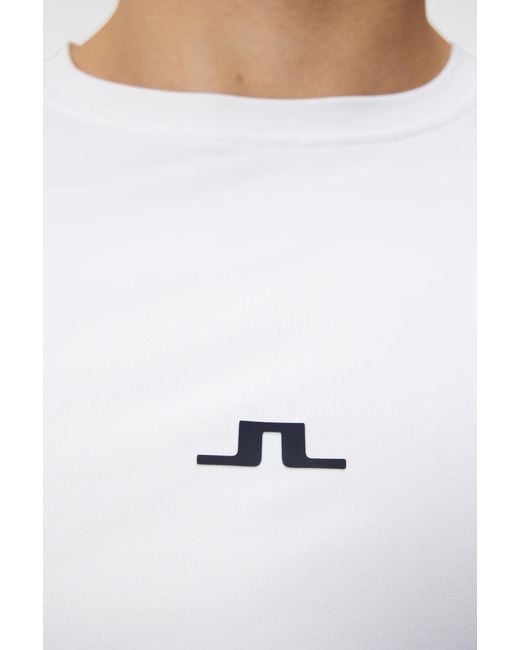 J.Lindeberg White Long Sleeve Logo T-Shirt for men