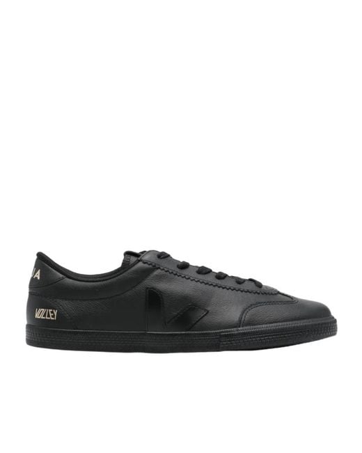 Veja Black Volley Signature Lace-Up Sneakers for men