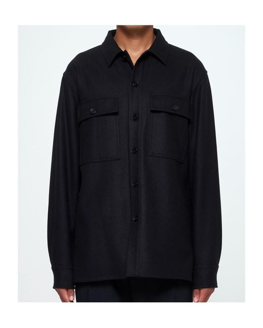 Jil Sander Blue Buttoned Flannel Shirt for men