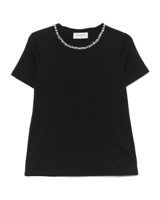 ERMANNO FIRENZE Black Crystal-Embellished T-Shirt