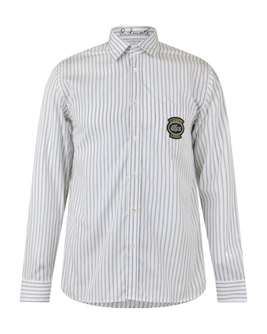 Lacoste Gray Striped Button-Down Shirt for men