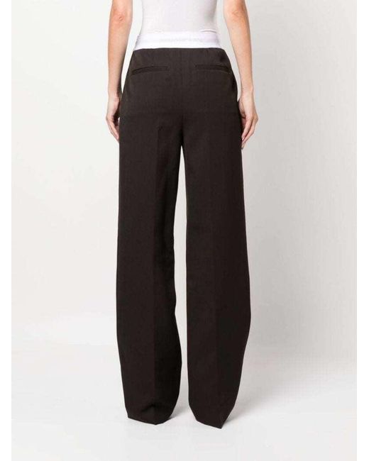 Alexander Wang Black Logo-Waistband Straight-Leg Trousers