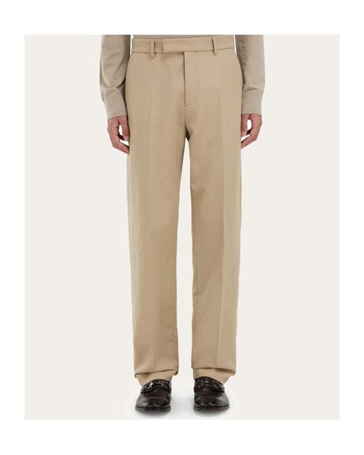 Ferragamo Natural Ferragamo Eyewear Straight-Leg Pants for men