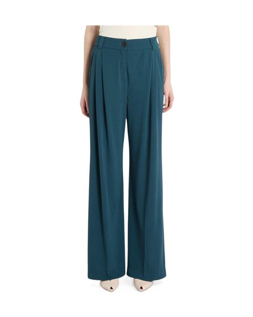 Marella Blue Pleated Casual Trousers