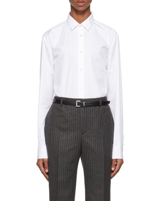 Saint Laurent White Slim Fit Long-Sleeved Shirt for men