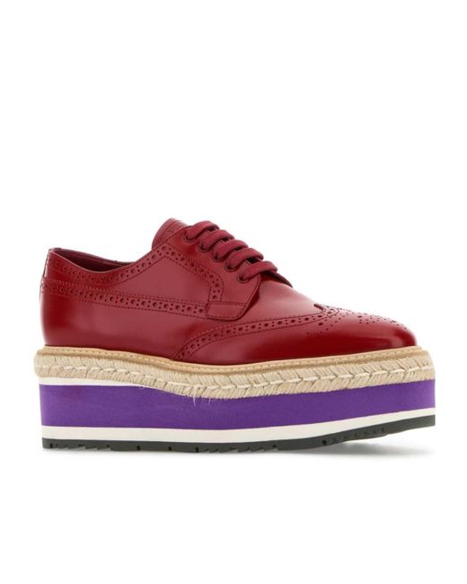 Prada Red Lace-Up Low-Top Sneakers