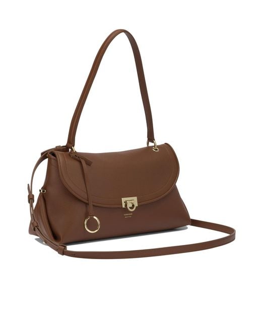 Ferragamo Brown Medium 'Gancini' Shoulder Bag