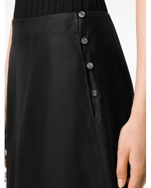 AMI Black Midi Sheer A-Line Midi Skirt