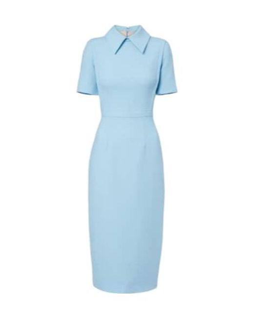 Emilia Wickstead Blue Valletta Wool Cocktail Dress