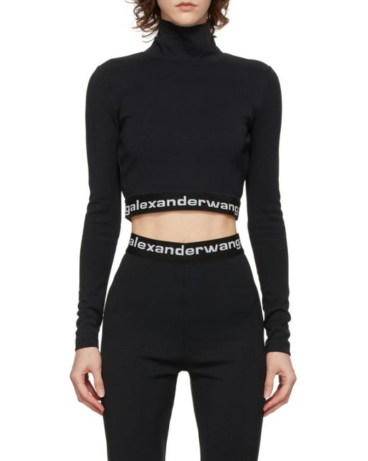 Alexander Wang Black Logo Band Cropped Top